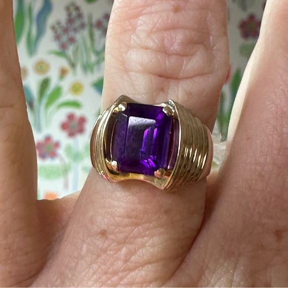 Mid-century modern 14 karat amethyst ring 6.75 size - Picture 6 of 9